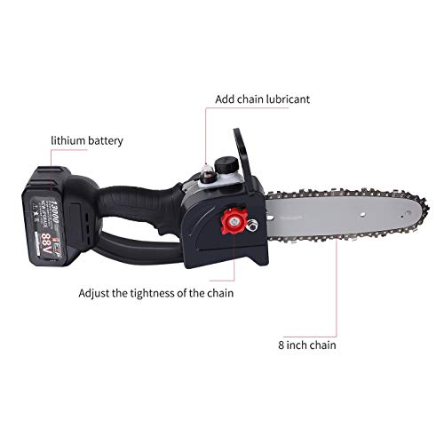 BOORIC 8 Inch Battery Cordless Chainsaw Brushless One-Hand Power Chain Saw 2 Battery and Charger (8 inch)