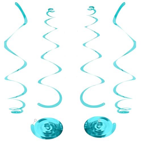 19 PCS Teal Hanging Swirl, Sparkle Hanging Decorations, Plastic Streamer Party Decorations