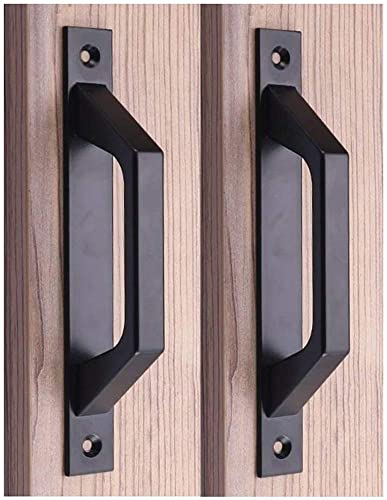 WANLIAN Poignée en bois 19.6cm de traction de porte de porte de grange de poignée de porte de porte coulissante en acier au carbone (D black)