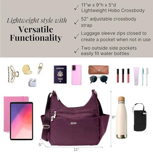 Baggallini Essential Hobo 11x9 Lightweight Travel Purse Handbag Crossbody Bag for Women Washable Nylon W/RFID Protection3