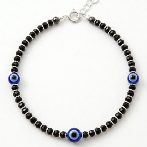 Image of Evil Eye Bracelet for Women | Pure 925 Sterling Silver Women Nazariya Bracelet | Stylish, Trendy, Adjustable & Comfortable for Everyday Wear | Gift for Girlfriend & Wife