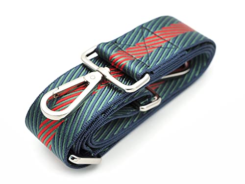 Image of CRAFTMEMORE Wide Shoulder Strap Zigzag Pattern Adjustable Bag Handle Crossbody Nylon Belt Replacement JK18 (Green, Silver Clasp)