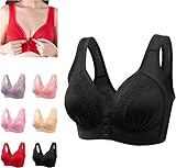 2022 Front Button Breathable Skin-Friendly Cotton Bra,Comfort Wireless Gathering Anti-Saggy Bra,Plus Size No Underwire U-Shaped Back 5D Bras,Non-Slip Shoulder Strap Underwear. (40/90BC, Black)
