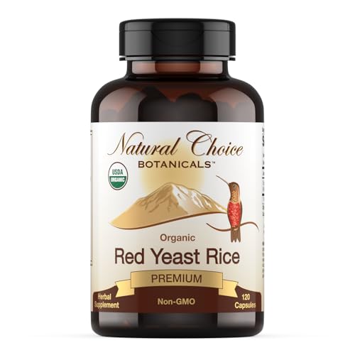 Natural Choice Botanicals Certified Organic Red Yeast Rice Supplement - 120 Capsules 2 Month Supply