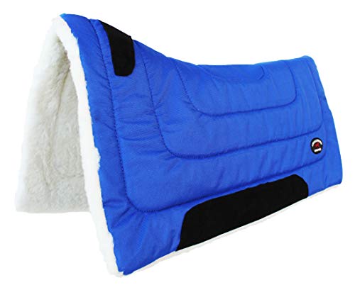 CHALLENGER Horse 28"x30" Western Contoured Faux Fur Padded Saddle Pad Royal Blue 39143BL