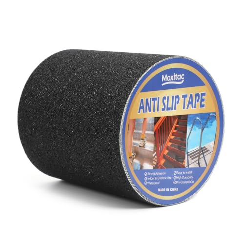 Image of Heavy Duty Anti Slip Traction Tape 6 inch x 30 FT, 80 Grit Waterproof High Friction Grip Tape for Indoor Outdoor Stairs, Pool, Ramps, Garage, Home & Commercial Use