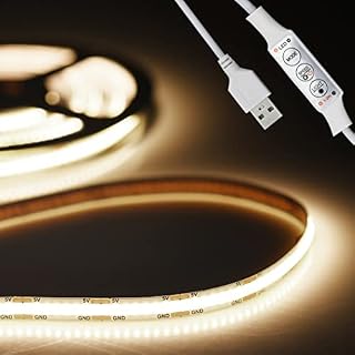 SRTCLLT 2m USB COB LED Strip Light 4000K, 320LEDs/m 5V 32W Dimmable LED Strip Lighting Warm White CRI85+ USB TV Backlight Flexible Tape Kit for Bedroom Kitchen Home Indoor Decoration