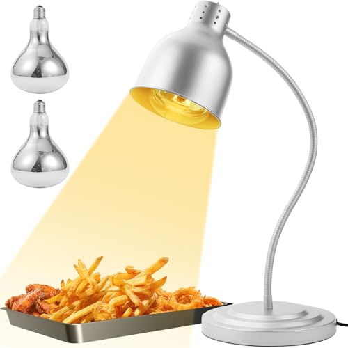 VORIGY Heat Lamp for Food, Heat Lamp with Flexible Arm, 250W Bulbs x 2, Catering Food Warmers for Buffet, Parties, Fast Food, (Sliver) by VORIGY - Used condition - US$51.63