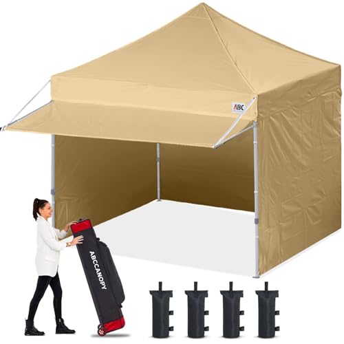 Image of ABCCANOPY Pop up Canopy Tent with Awning and Sidewalls 10x10 Market -Series, Beige