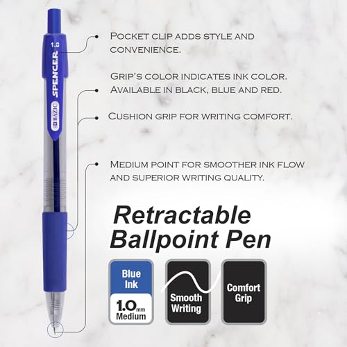 BAZIC PRODUCTS Bolígrafo Retráctil Azul con Grip Suave 5 Unidades miniatura 5