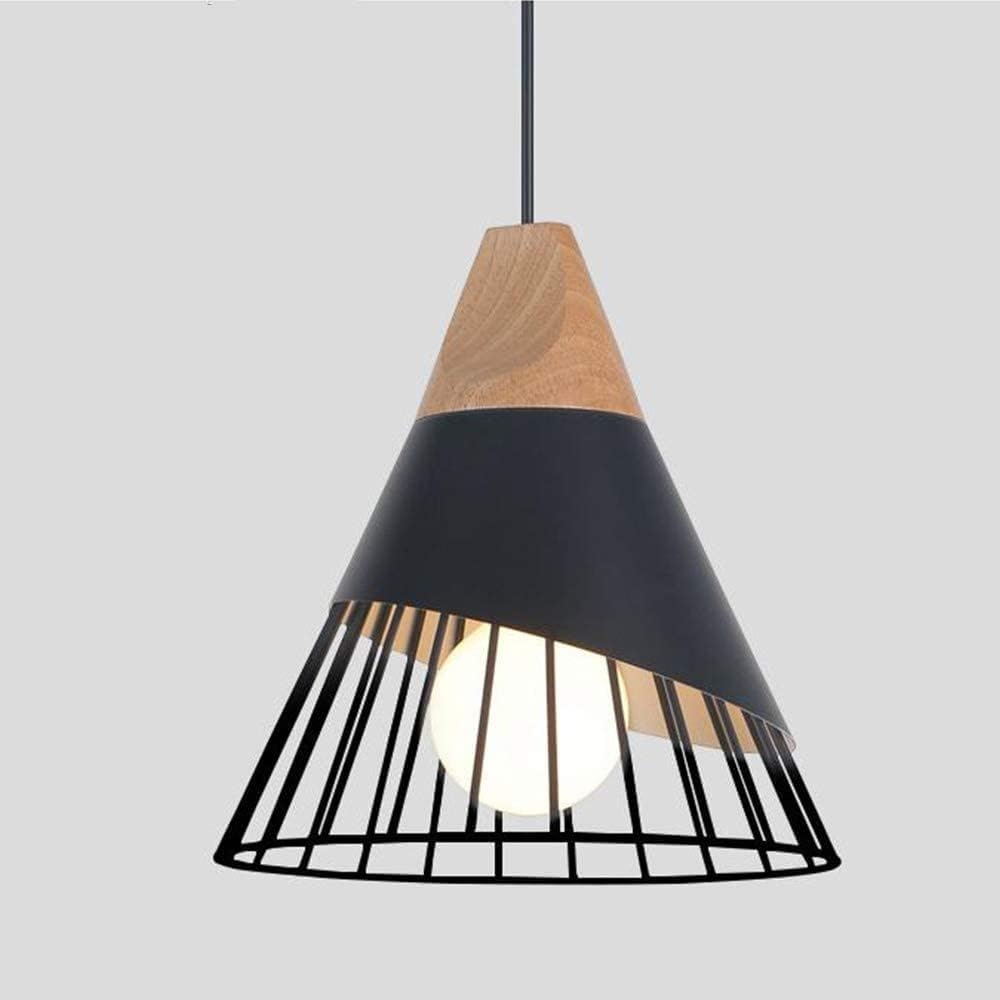 Lustre moderne à LED en bois et fer pour éclairage intérieur de salle à manger