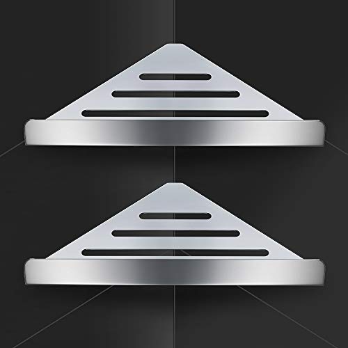 MUDEELA Duschregal Eckregal, Duschkorb Eckablage,Duschorganisator-Lagerung, Duschablage Ecke 2 Etagen, SUS304 Selbstklebender Dusche Organizer