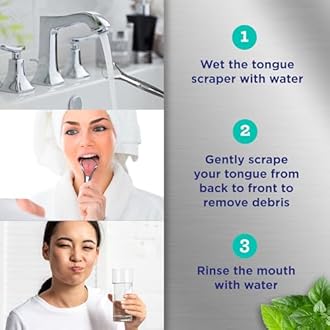 Guru Nanda Stainless Steel Tongue Scraper (Pack of 2), Fights Bad Breath, Medical Grade 100% Stainless Steel, Great for Oral Hygiene, Tongue Cleaner for Adults and Kids