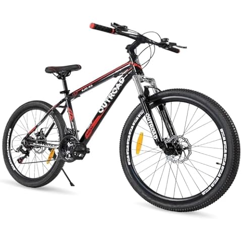 Outroad 26 Inch Mountain Bike, 21-Speed Adult Bike with Dual Front and Rear Disc Brakes, High-Carbon Steel Outdoor Cycling Bike for Men and Women, X3-Black Cover