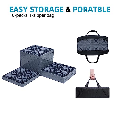 Garfatolrv Rv Leveling Blocks, Heavy Duty Camper Leveling Blocks And Interlocking Design,Camper Levelers 10 Pack With Packing Bag Carrying (Gray) #TOP4