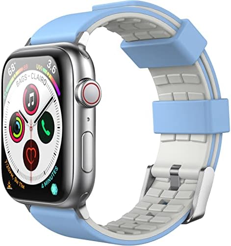 AhaStyle Duotone Strap for Apple Watch Series 8 7 45mm 44mm 42mm, Breathable Silicone Band Strap Wristband Compatible with Apple Watch SE(2022)/8 7 6 SE 5 4 3 2 1 (Orange, Black, 45mm/44mm/42mm)