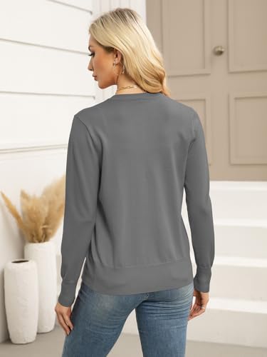 Image of Gracyoga Women's Classic Long Sleeve Knit Cardigan Lightweight Open Front Button Down Crew Neck Fall Cardigan Sweater