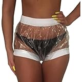 Adult Fully Clear Plastic Pants, Transparent Waterproof Underwear Incontinence Polyvinyl Chlorid Plastic Diaper for Men and Women (Clear, Medium)