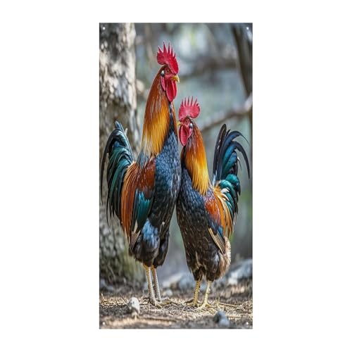 Bannière de bienvenue poulet pour égayer votre entrée de jardin 90x180 cm