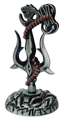 Image of Shivji Trishul Damru and Aum Idol for Mandir, Shiva Idol Car Dashboard Decoration Items Statue Metal Showpiece for Pooja Room Home Decor