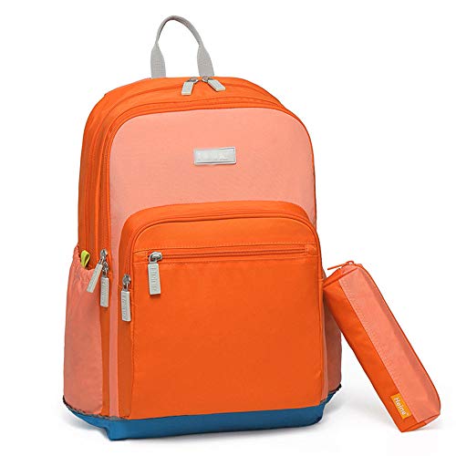 Preisvergleich Produktbild HyXia Grundschule Rucksäcke, Kinder Schultaschen für Klasse 1-6, Multifunktionale Abnehmbare Stifteetui, Wasserdicht und Atmungsaktiv, Geeignet für Schule, Reisen, Geschenke, Orange