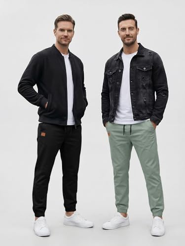 Image of JMIERR Mens Cotton Stretch Joggers Casual Twill Athletic Track Pants