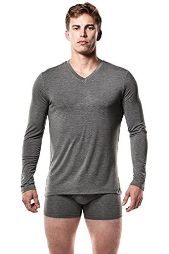 Mr. Davis Men's Long Sleeve Bamboo Viscose Base Layer Lounge Undershirt - Long Sleeve Men's...