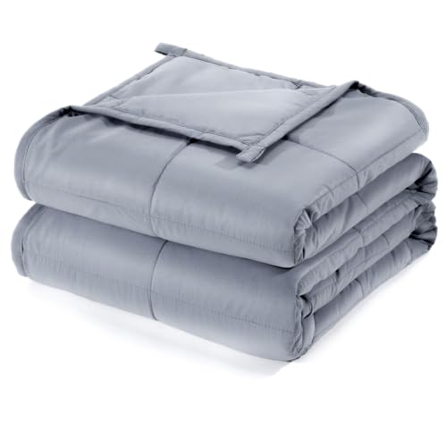 Image of Wemore Cooling Weighted Blanket for Adults 15 lbs Twin Size 48 inchx72 inch | Light Gray, Great for Stress Relief and Better Sleep, Heavy Throw Blanket with Glass Beads, Skin-friendly, Machine Washable,