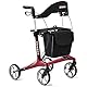 Carbon Rollator Ultraleicht Klappbar: Rollator Faltbar und Leicht mit Sitz Wohnungsrollator Faltbarer für Senioren -Rollatoren für Kofferraum Reise und Flug (Rot)