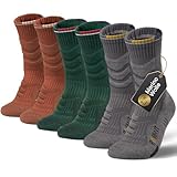 Merino Wool Hiking Walking Socks for Men & Women, Thick Anti-Blister Cushioned Compression Design, Suits for Sports, Running, Outdoor, Work, 3 Pairs Unisex