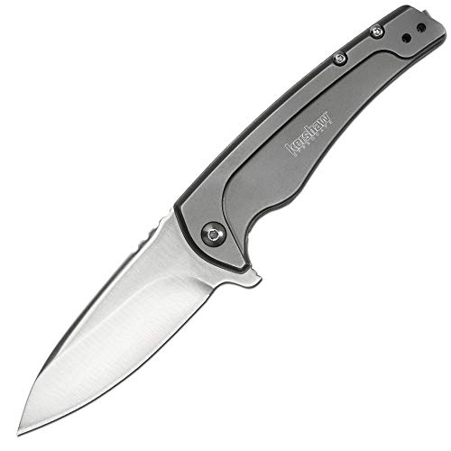 Kershaw Intellect Pocket Knife (1810) 3 In. 8Cr13MoV Steel Blade, Steel Handle with Titanium Carbo-Nitride Coating, Features SpeedSafe Assisted Opening with Flipper and Reversible Clip, 3.7 oz