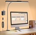 LED Desk Lamps for Home Office Eye-Caring Architect Lamp with Clamp 3 Colors 10 Brightness Adjustable Gooseneck Table Light with Key Control Workbench LED Reading Lamp [with Adatper]