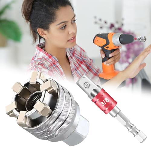 Skeadex Multifunktions Universal Steckschlüsselwerkzeug, Verstellbarer Universal Steckschlüssel Set mit Schlüssel, Metrisches 3/8-Zoll Wartungswerkzeug (Set A)