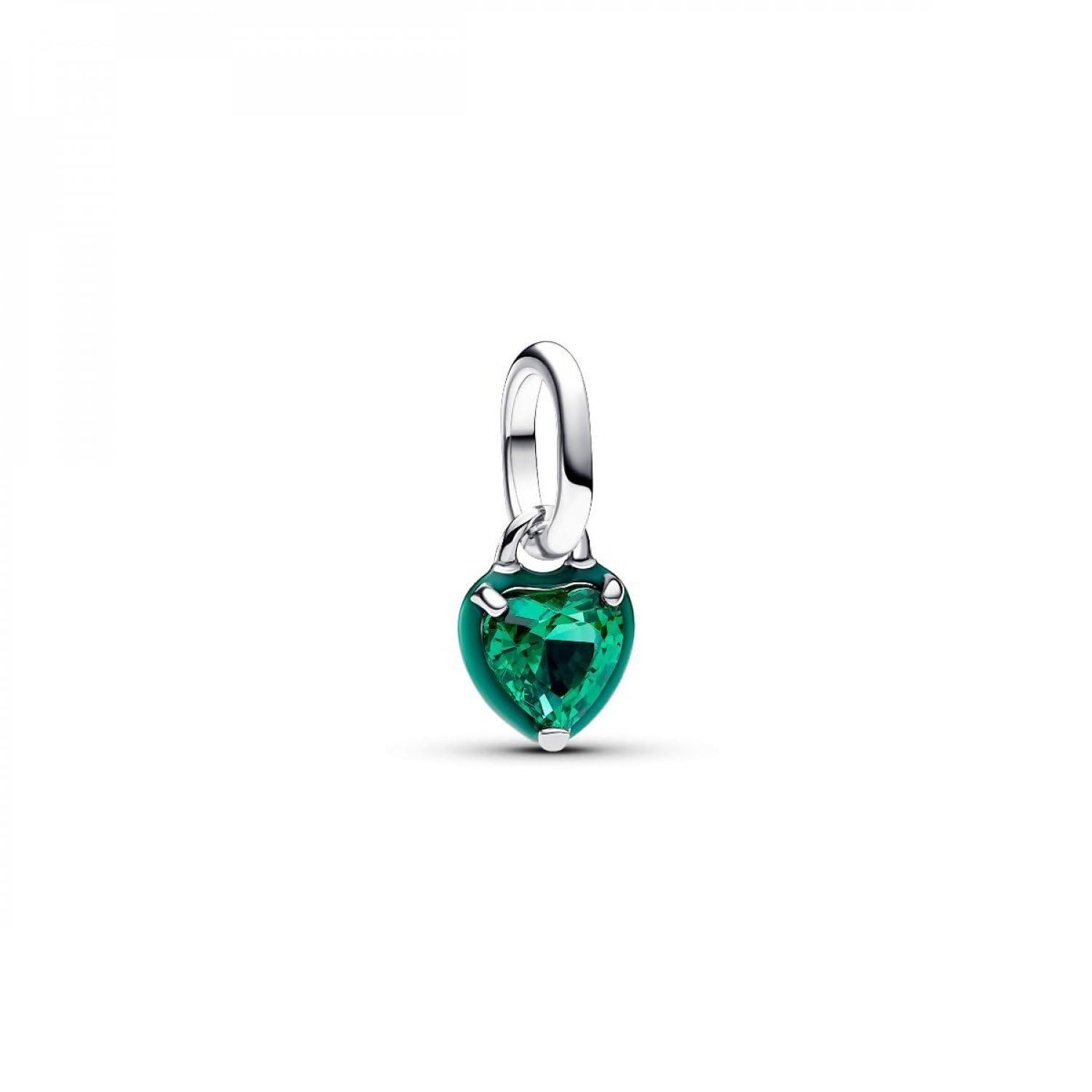 PANDORA ME Mini pendente a forma di cuore in argento Sterling con cristallo verde e smalto verde
