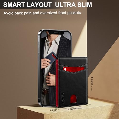 Image of Wallet for Men Slim RFID Blocking Leather Credit Card Holder Wallet for 14 Cards, Bifold Minimalist Thin Wallet with 2 ID Windows & Cash Slot, Front Pockt Carteras Para Hombres, Birthday Gifts for Men