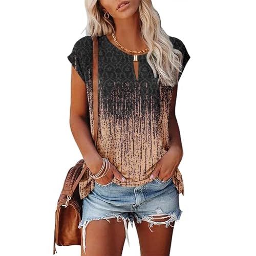 Kistore Women's Summer Casual V Neck Tank Tops Cap Sleeve Loose Fit Blouses Tunic Shirts