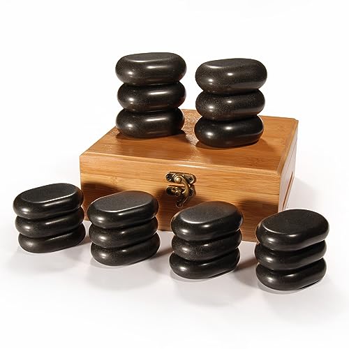 Pierres de massage chaudes Master Massage en coffret de bambou premium