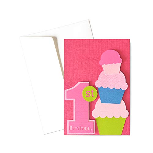 Il mio Primo compleanno - bambina - biglietto d'auguri (formato 15 x 10,5 cm) - vuoto all'interno, ideale per il tuo messaggio personale - realizzato interamente a mano.