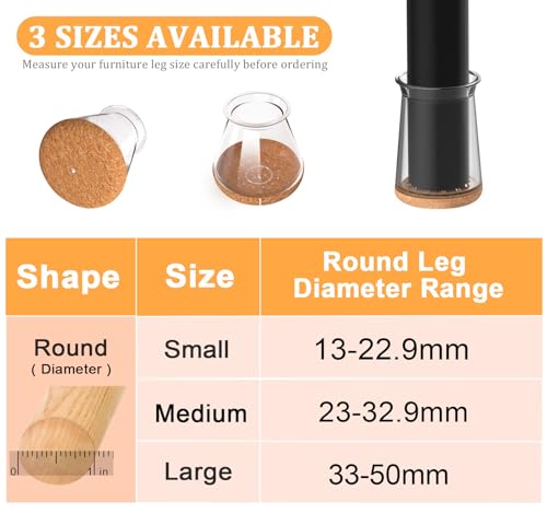 Image of 20 PCS Chair Leg Floor Protectors, Silicone Chair Leg Caps, Round Covers for Hardwood, Protect Wooden Floors from Scratches and Noise Reduction-Small (Fit Diameter: 13-22.9 mm)
