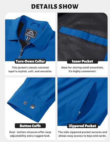Image of TACVASEN Mens Lightweight Windbreaker Full Zip Up Laydown Collar Jackets Light Casual Coat with Zip Pockets