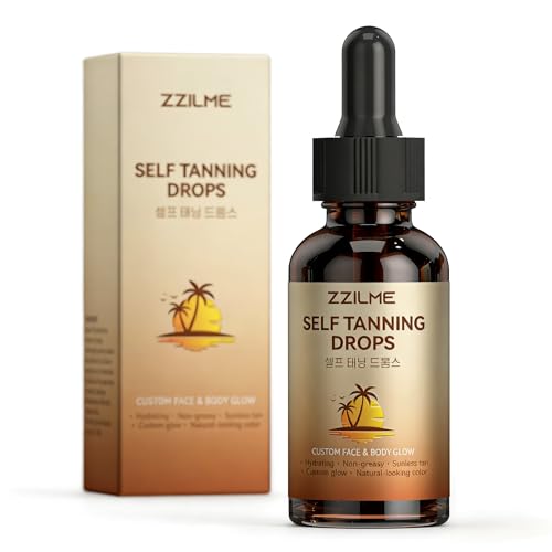 Self Tanning Drops for Face & Body - Customizable Glow with Niacinamide Vitamin C & Hyaluronic Acid Gradual Sunless Tanner Serum Non-Comedogenic Bronzing Drops 0.98 fl oz