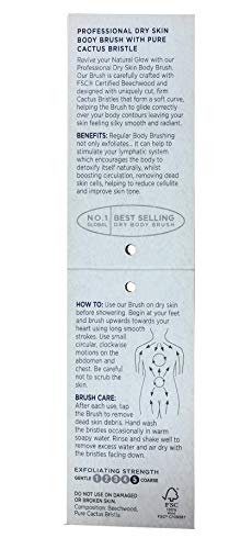 Hydréa London Professional FSC Certified Beechwood Dry Skin Body Brush with Cactus Bristles