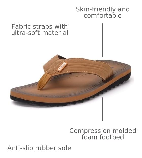 Image of MALIDA Mens Cushion Thong Sandals Beach Flip Flops Outdoor Slippers