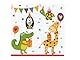 20 Servietten Lustige Tiere mit Ballons, Fuchs, Hase, REH, Kinder, Giraffe, Dinos, Geburtstage, Kinderparty Tischdeko - Bunte Papierservietten 33x33cm