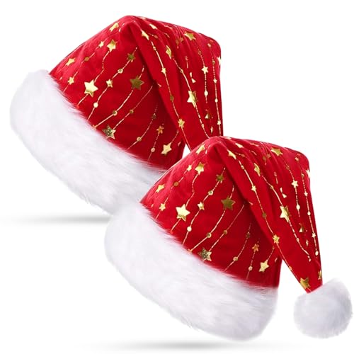 SOETDERT Weihnachtsmütze, 2 Stück Plüsch Weihnachtsmützen...