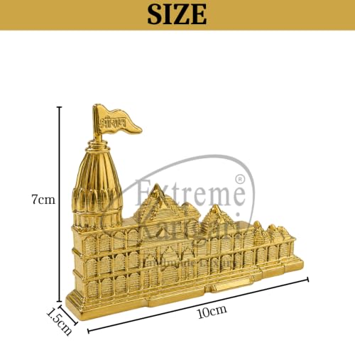 Image of Ram Mandir Ayodhya Replica Showpiece | Golden Finish Temple Decor | Puja Room & Home Mandir | Gift Item | 10 x 1.5 x 7 cm