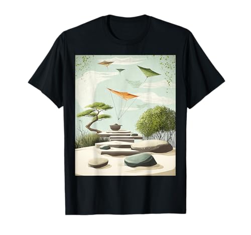 Jardín Zen Tranquilo con Cometas Camiseta