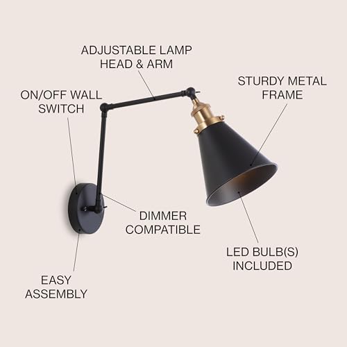 Image of JONATHAN Y Rover 1-Light Wall Sconce 7 inch, Black /Brass Gold