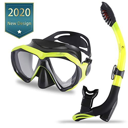 integity Dry Top Snorkel Set - Anti Fog Film Snorkeling Mask with 180°