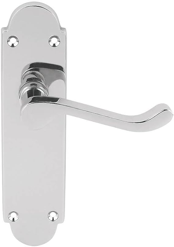 Designer Levers Brora Round Top Design Lever Door Handle 1 Pair Polished Chrome Latch